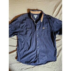 Carhartt Men's XL Navy Blue Short Sleeve Work Shirt Button Up Contrast Collar